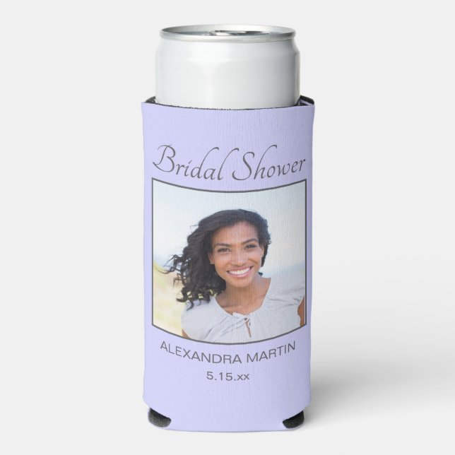 Lavender Bridal Shower Photo Seltzer Can Cooler (Seltzer Front)