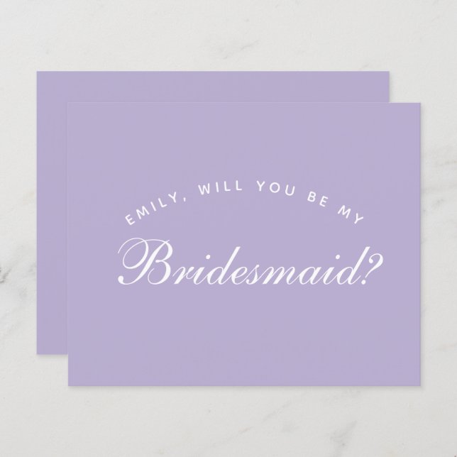 Lavender Bridesmaid Proposal Simple Script Budget  (Front/Back)