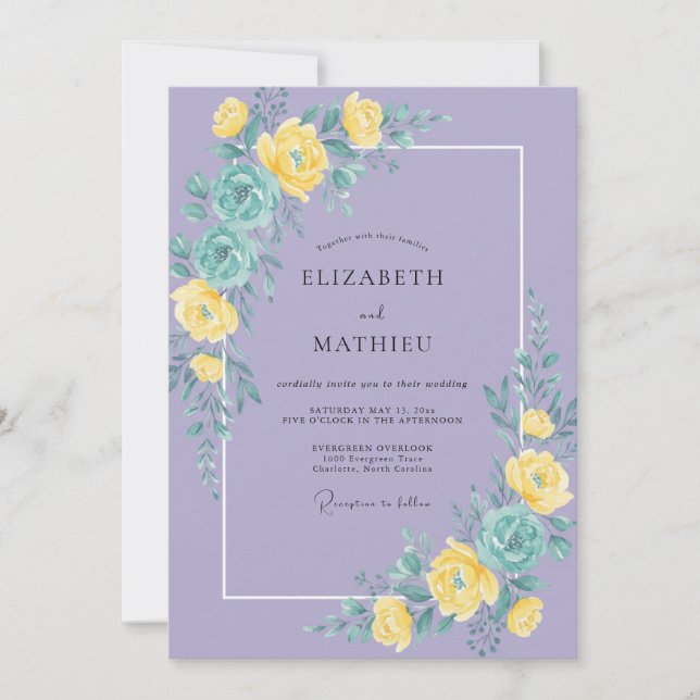 Lavender Bright Blossom Wedding Invitation (Front)