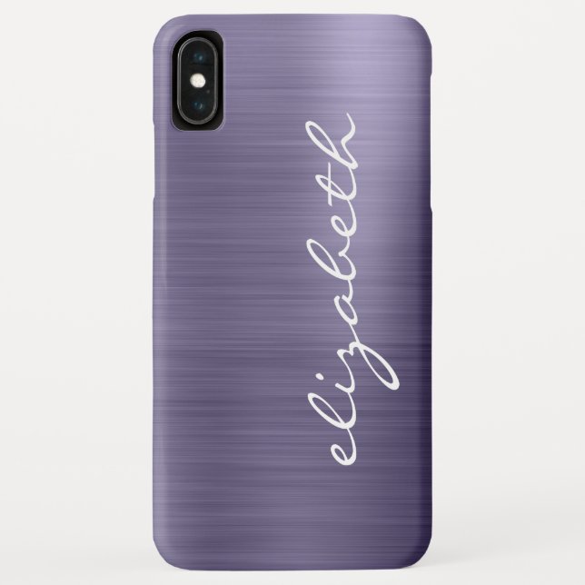 Lavender Brushed Metal Personalised Script Case-Mate iPhone Case (Back)