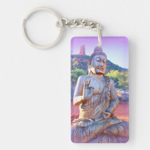 lavender buddha meditating key ring