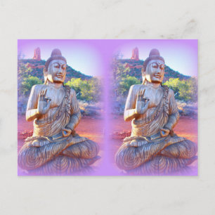 lavender buddhas meditating postcard