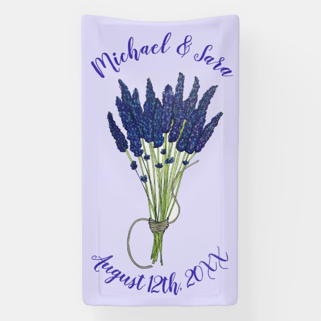 Lavender Bunch Garden Party Wedding Bridal Shower Banner (Vertical)