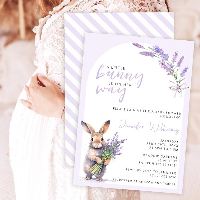Lavender bunny easter baby girl shower invitation (Creator Uploaded)