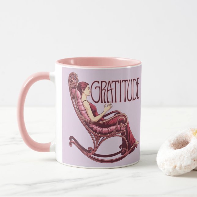 Lavender Burgundy Affirmation Meditation Mug (With Donut)