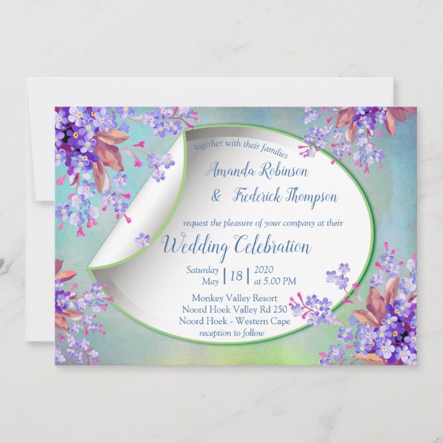 Lavender Burgundy Wedding Invitation (Front)