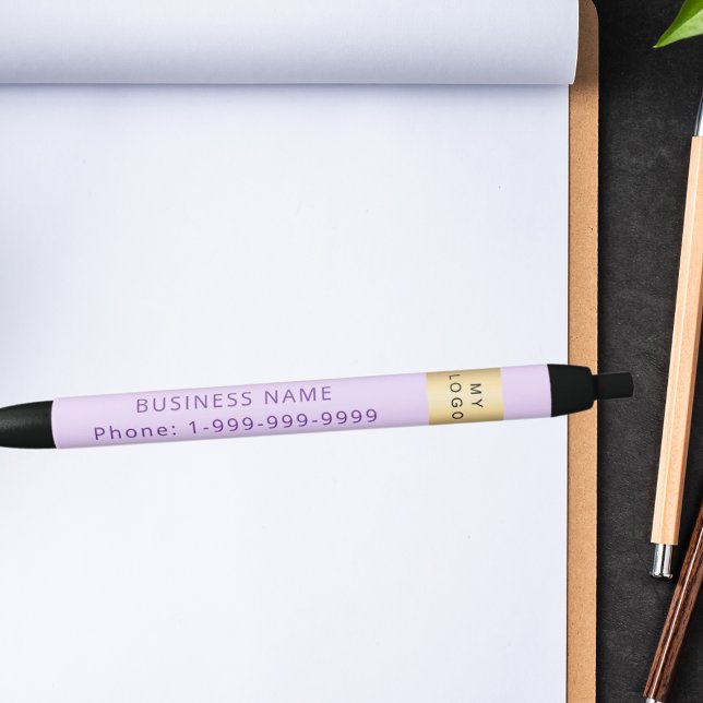 Lavender business company logo name phone black ink pen (Creator Uploaded)