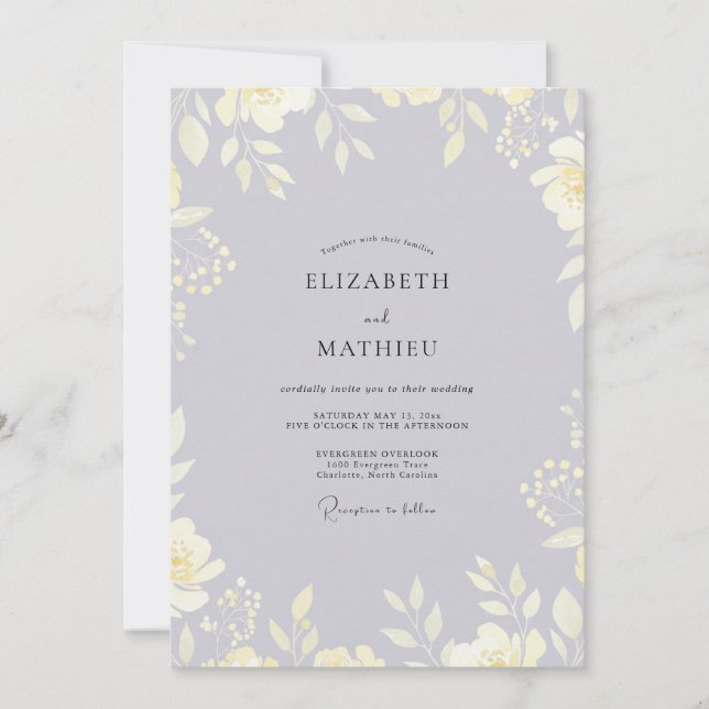 Lavender Butter Foliage Eucalyptus Wedding Invitation (Front)