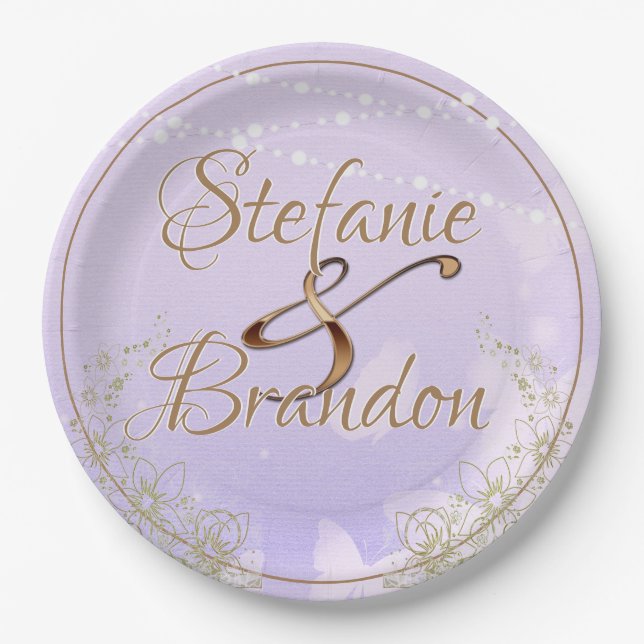 Lavender Butterflies Paper Plate (Front)