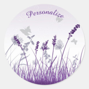 Lavender & Butterflies Personalise Classic Round Sticker