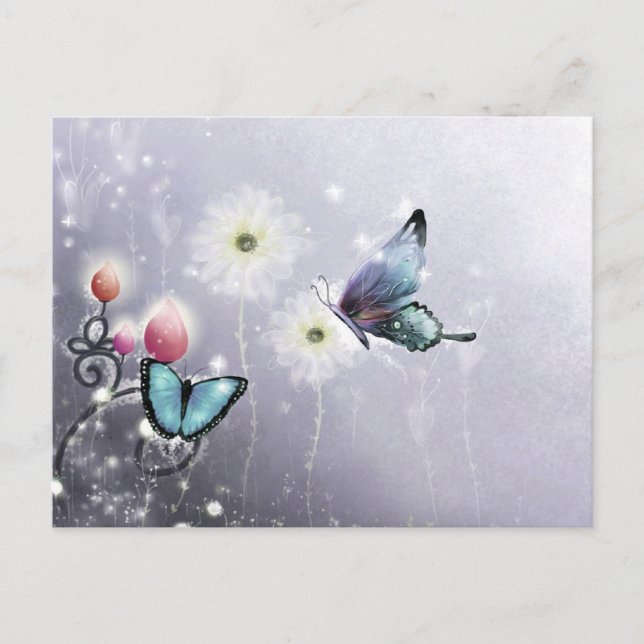 Lavender Butterfly Abstract Postcard (Front)