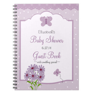 Lavender Butterfly-Baby Shower Guest Book- Notebook