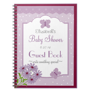 Lavender Butterfly-Baby Shower Guest Book- Notebook