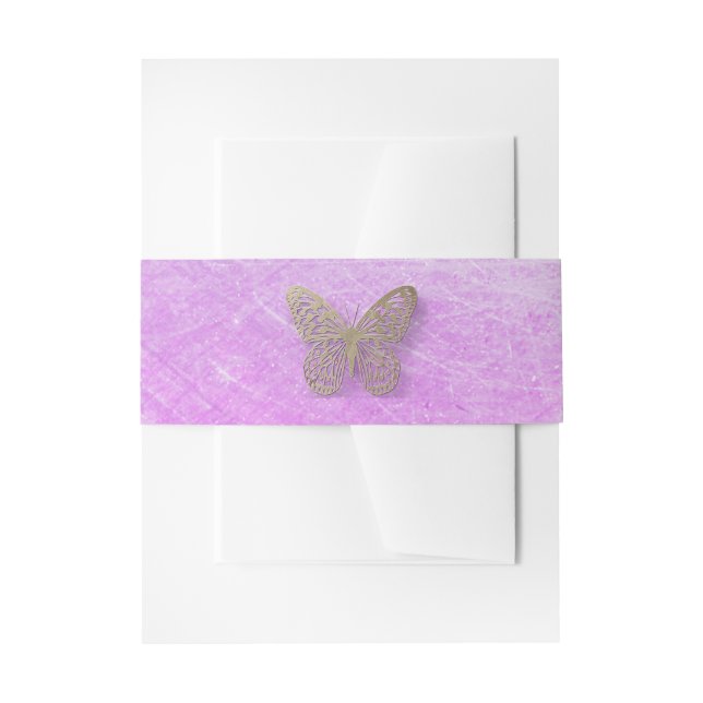 Lavender Butterfly Belly Band Invitation Belly Band (Front Example)