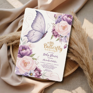 Lavender Butterfly Garden Baby Shower Invitation