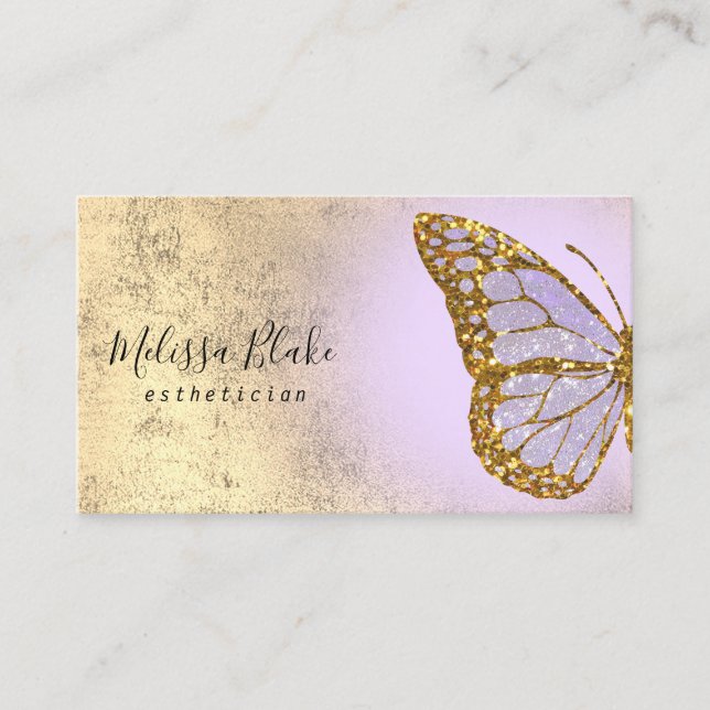 lavender butterfly logo business card (Front)