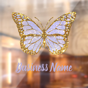 Lavender butterfly logo window cling
