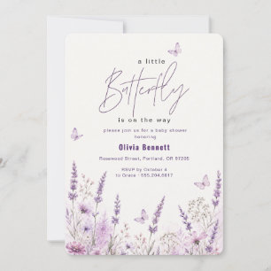 Lavender Butterfly on the Way Baby Shower Invitation