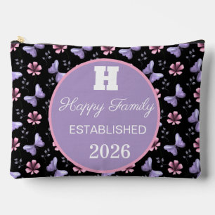 Lavender Butterfly & Pink Floral Seamless Pattern Accessory Pouch