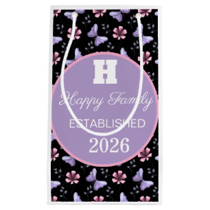 Lavender Butterfly & Pink Floral Seamless Pattern Small Gift Bag