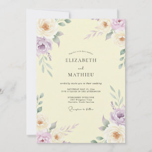 Lavender Butterpale Cream Wildflower Wedding Invitation