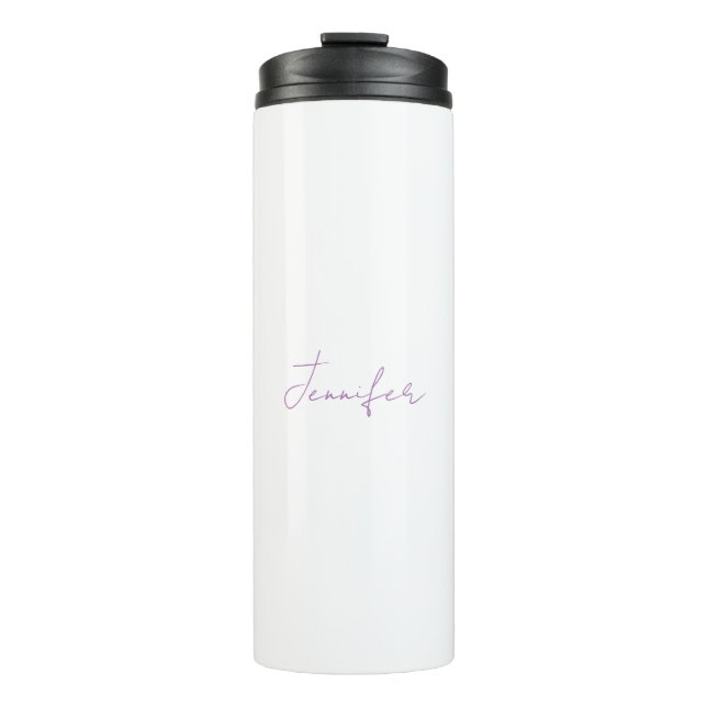 Lavender Calligraphy Elegant Plain Simple Name Thermal Tumbler (Front)