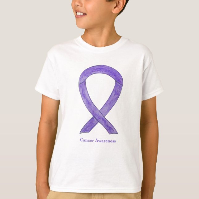 Lavender Cancer Awareness Ribbon Art Custom TShirt (Front)