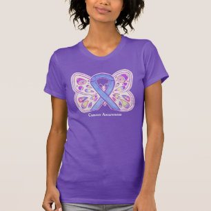 Lavender Cancer Awareness Ribbon Butterfly T-Shirt