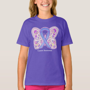 Lavender Cancer Awareness Ribbon Butterfly T-Shirt