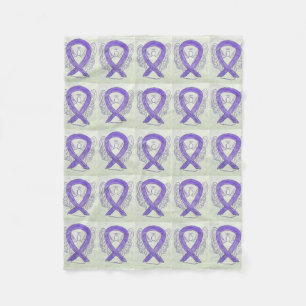 Lavender Cancer Awareness Ribbon Fleece Blanket
