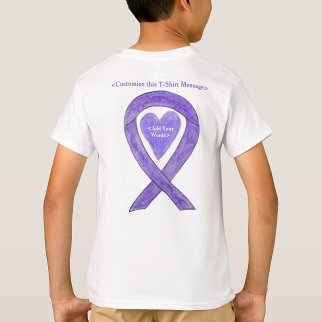 Lavender Cancer Awareness Ribbon Heart Art Shirts (Back)