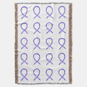 Lavender Cancer Awareness Ribbon Throw Blankets