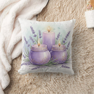 Lavender Candle - Spa Room Decor Cushion