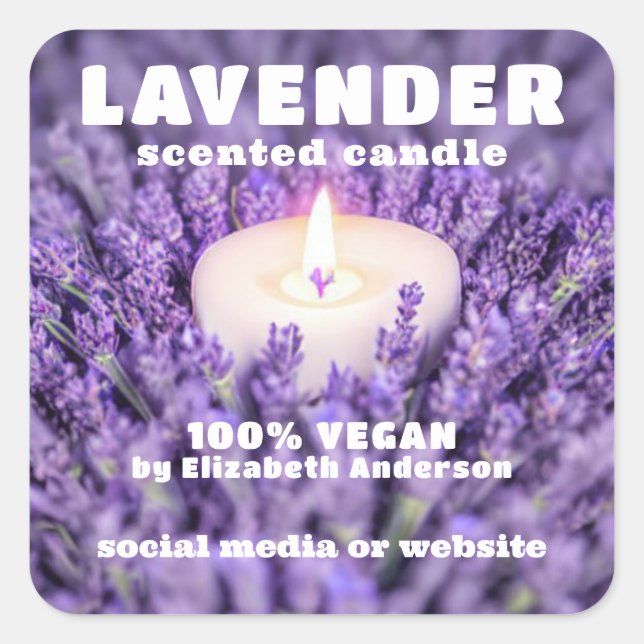 Lavender Candle Square Sticker (Front)