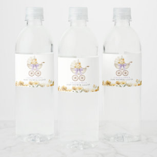 Lavender Carriage Baby Shower Water Labels