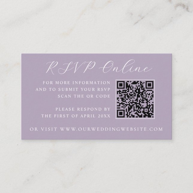Lavender Castle QR Code Wedding Website RSVP  Enclosure Card (Front)