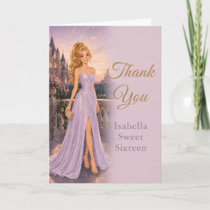 Lavender Castle Sweet Sixteen Thank You Card