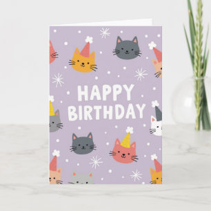 Lavender Cat Birthday Card