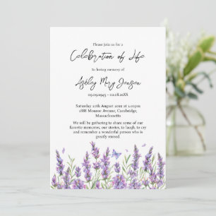Lavender Celebration of Life Funeral Invitation