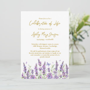 Lavender Celebration of Life Funeral Invitation