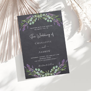 Lavender chalkboard grey greenery luxury wedding  invitation
