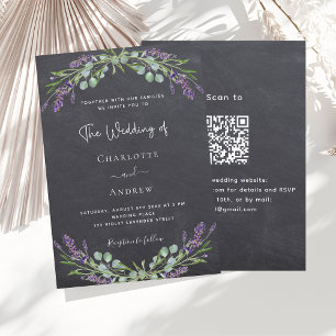 Lavender chalkboard grey QR RSVP luxury wedding  Invitation