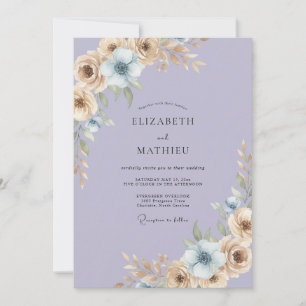 Lavender Champagne Painted Wedding Invitation