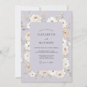 Lavender Champagne Wreath Wedding Invitation