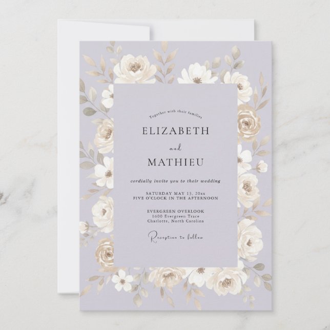 Lavender Champagne Wreath Wedding Invitation (Front)