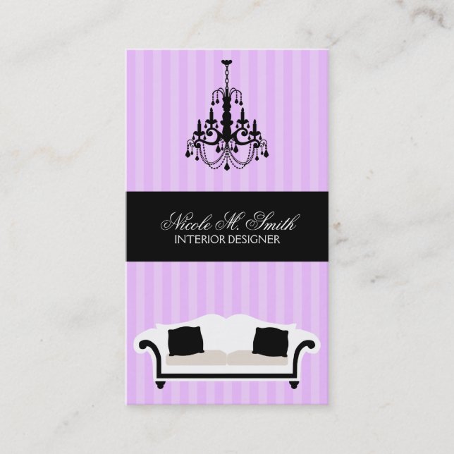 Lavender Chandelier and Couch Business Card (Front)