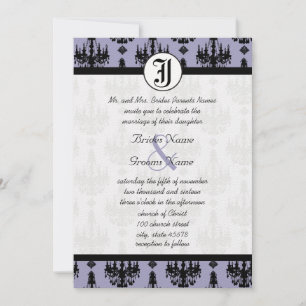 Lavender Chandelier with Photo Wedding  Invitation