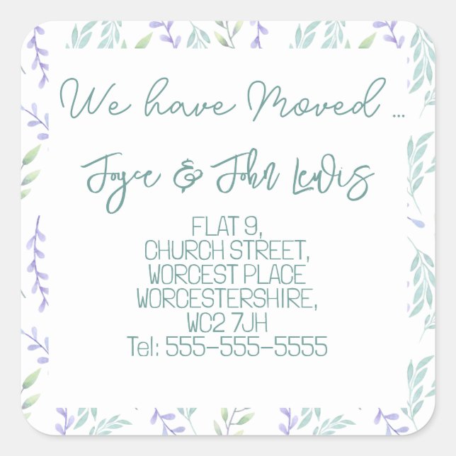 LAVENDER Change of Address Stickers (Front)