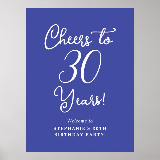 Lavender Cheers to 30 Years Birthday Welcome Poster (Front)