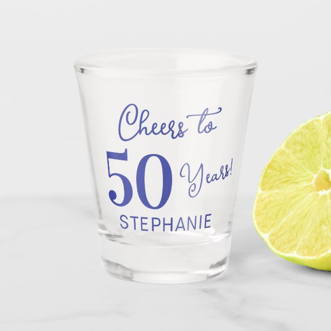 Lavender Cheers to 50 Years 50th Birthday Party Shot Glass (Front)
